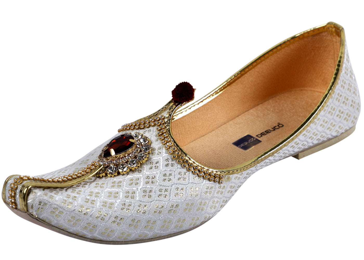 DEEUCO Men's Designer Stone Studded Wedding and Sherwani Jutti Mojari.