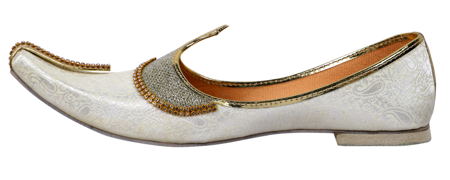 DEEUCO Men's Traditional Cream Wedding and Sherwani Jutti,Mojari