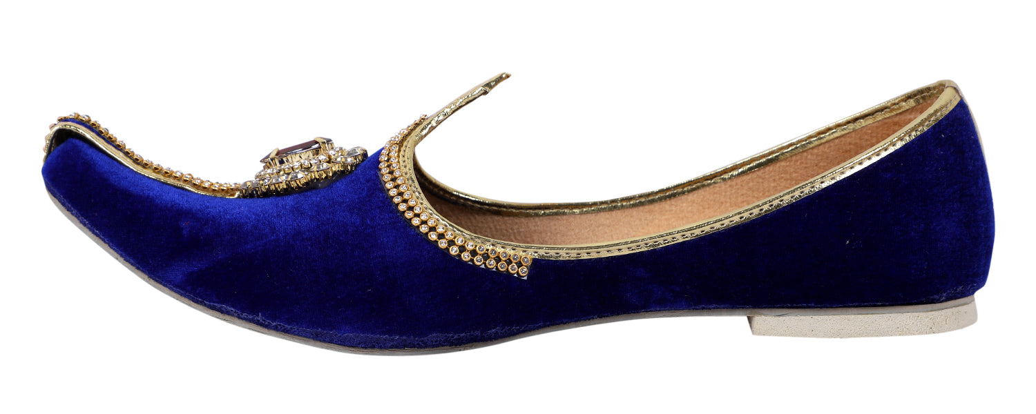 DEEUCO Men's Stone Studded Ethnic Velvet Jutti,Mojari