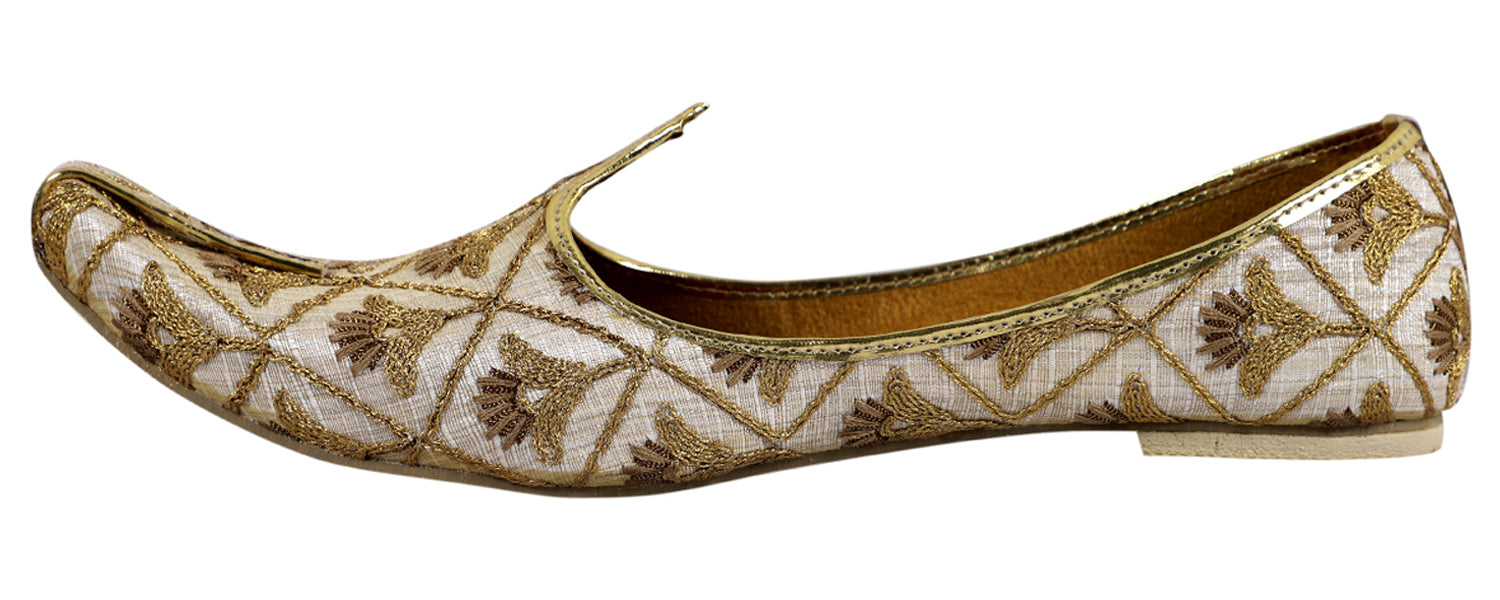 DEEUCO Men's Tradition Golden and Maroon Embroidery Design Wedding and Sherwani Jutti,Mojari