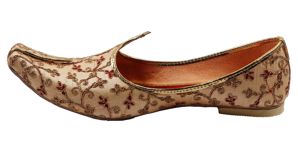 DEEUCO Men's Ethnic Golden and Maroon Embroidery Design Wedding and Sherwani Jutti,Mojari…