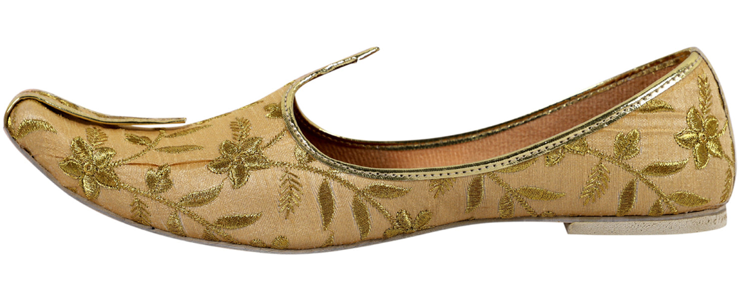 DEEUCO Men's Tradition Golden Embroidery Wedding and Sherwani Jutti,Mojari
