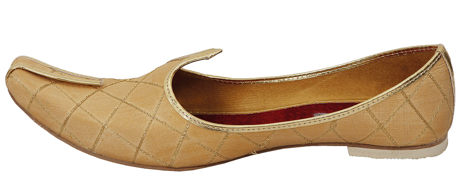 DEEUCO Men's Ethnic Golden Wedding and Sherwani Jutti, Mojari