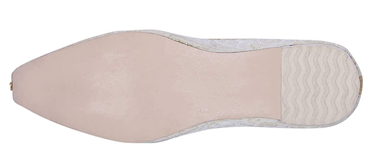 DEEUCO Men's Traditional Stone Studded Fabric Wedding and Sherwani Jutti,Mojari