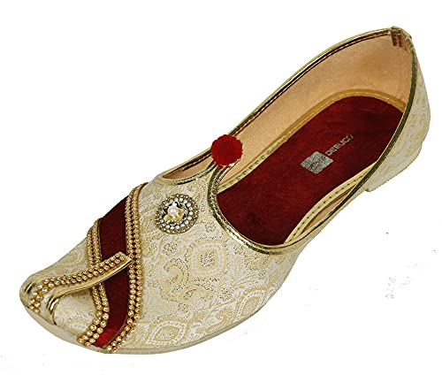 DEEUCO Men's Golden Premium Wedding and Sherwani Jutti, Mojari