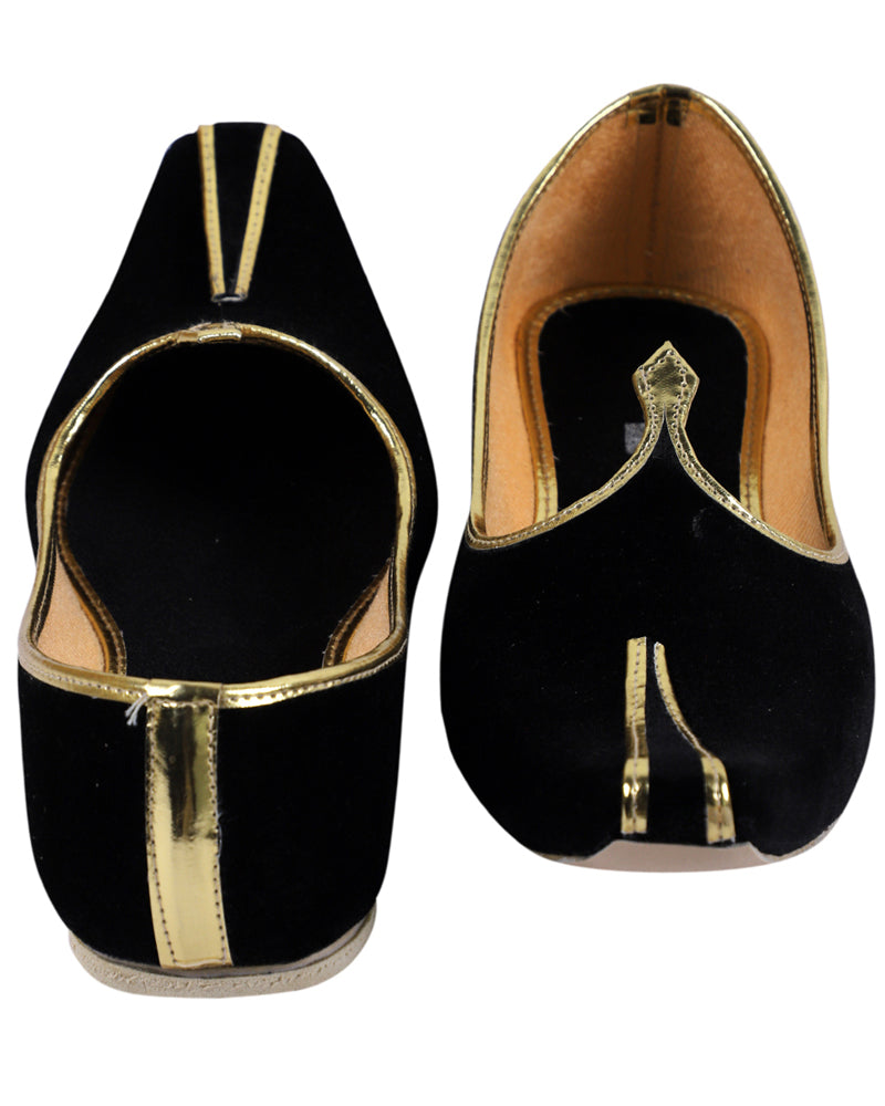 DEEUCO Men's Traditional Black Velvet Wedding and Sherwani Jutti,Mojari