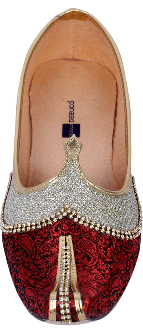 DEEUCO Men's Ethnic Maroon Wedding and Sherwani Jutti, Mojari