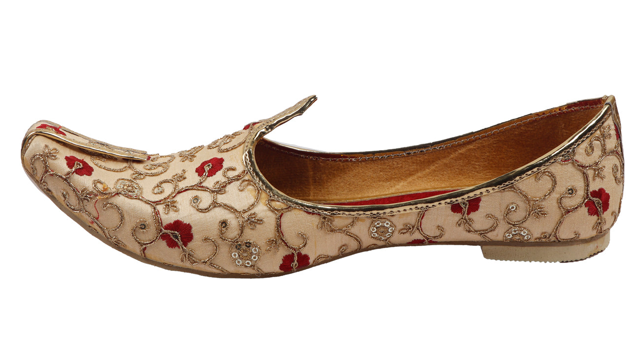 DEEUCO Men's Traditional Golden Embroidery Design Wedding and Sherwani Jutti,Mojari