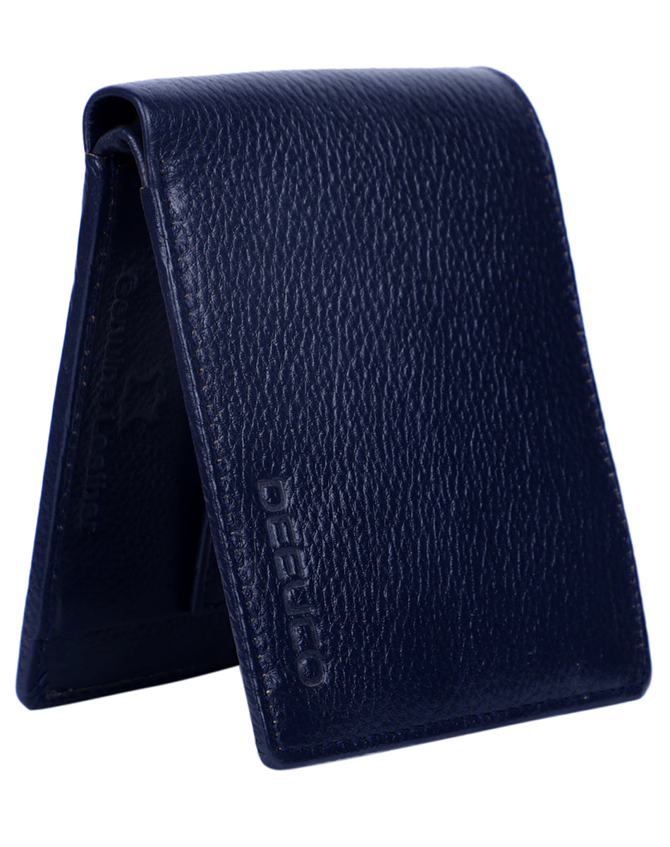 Deeuco Men's Premium Navy Blue Genuine Leather Wallet