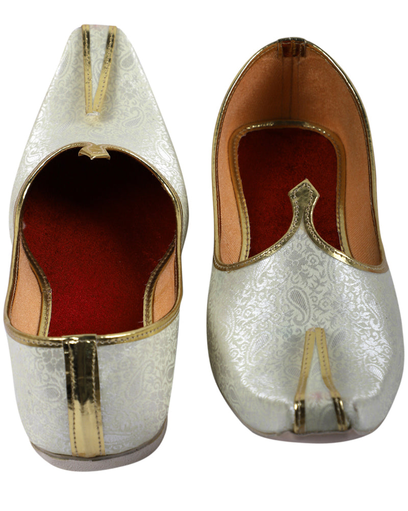 DEEUCO Men's Traditional Cream Wedding,Sherwani and Party Jutti,Mojari