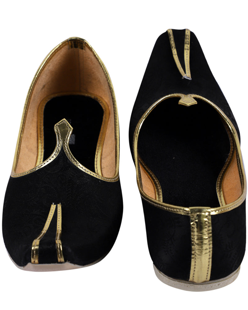 DEEUCO Men's Ethnic Black Velvet Wedding and Sherwani Jutti,Mojari