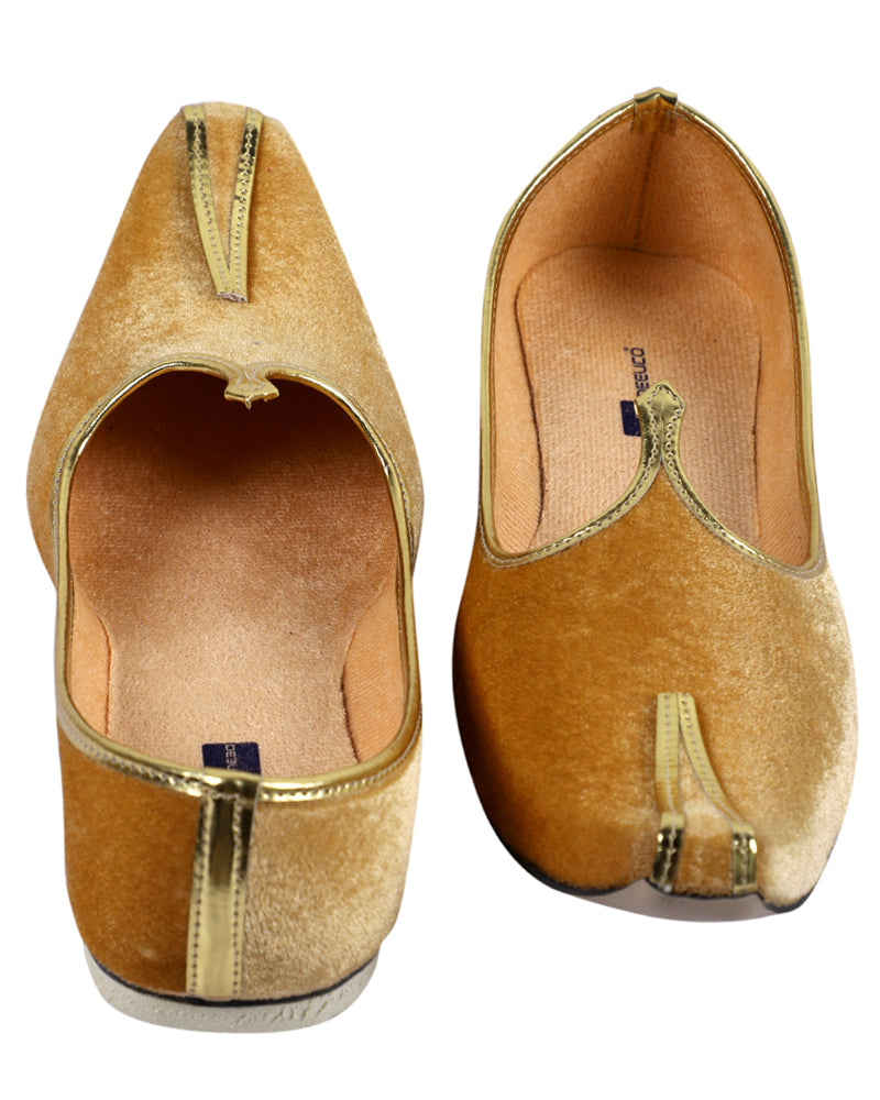 DEEUCO Men's Traditional Golden Velvetwedding and Sherwani Jutti,Mojari