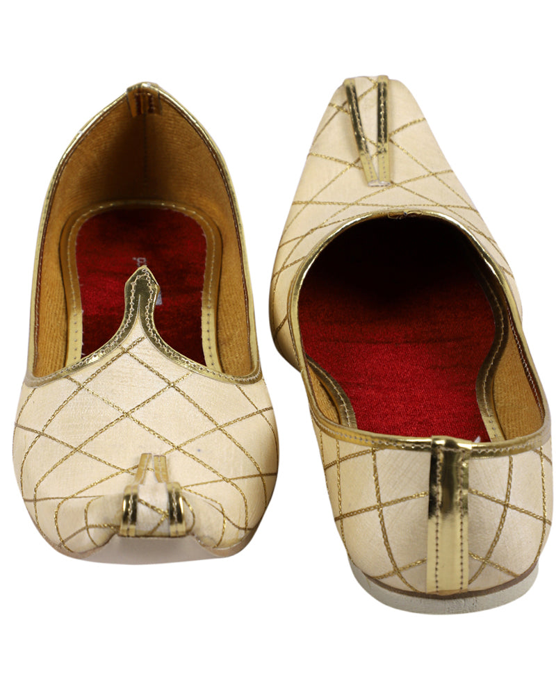 DEEUCO Men's Ethnic Cream Designer Wedding and Sherwani Jutti,Mojari