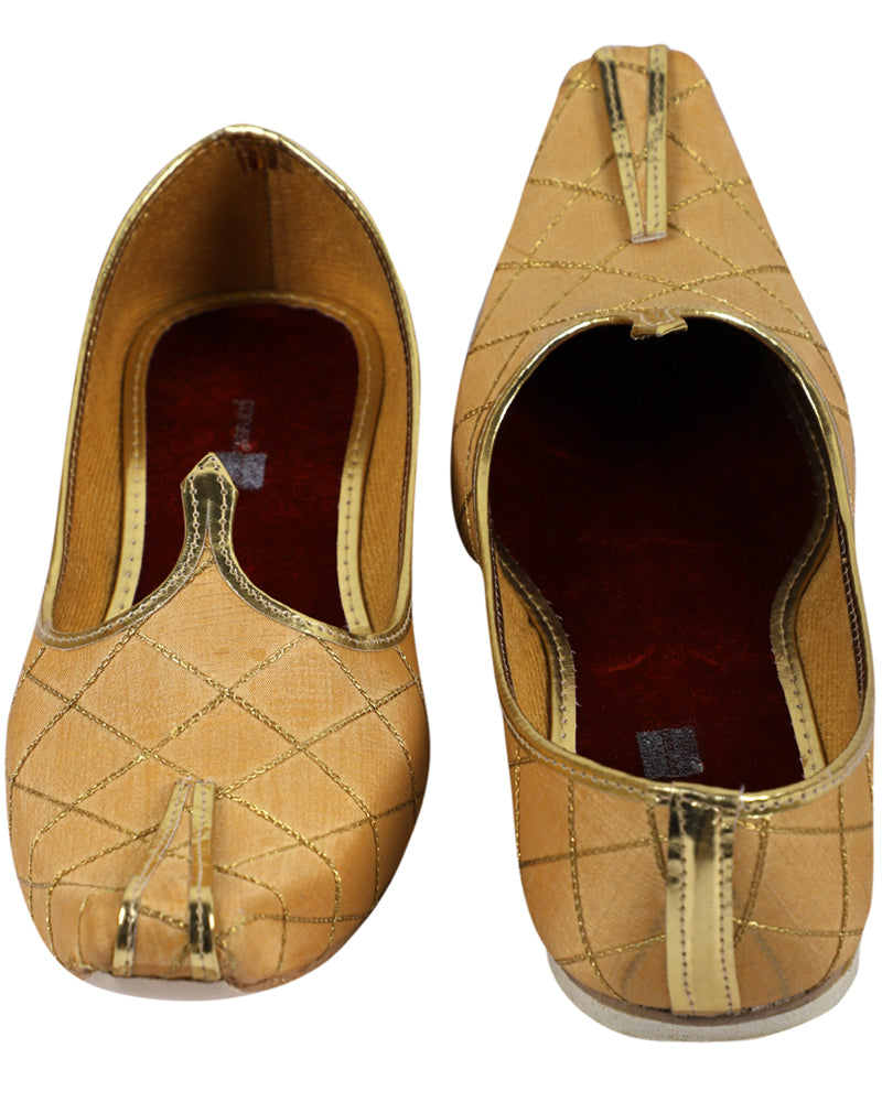 DEEUCO Men's Ethnic Gold and Maroon Embroidery Design Wedding and Sherwani Jutti,Mojari,