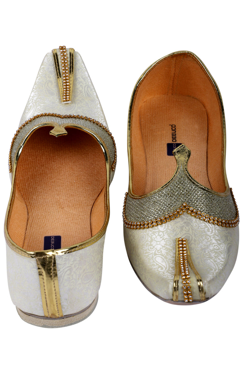 DEEUCO Men's Traditional Cream Wedding and Sherwani Jutti,Mojari