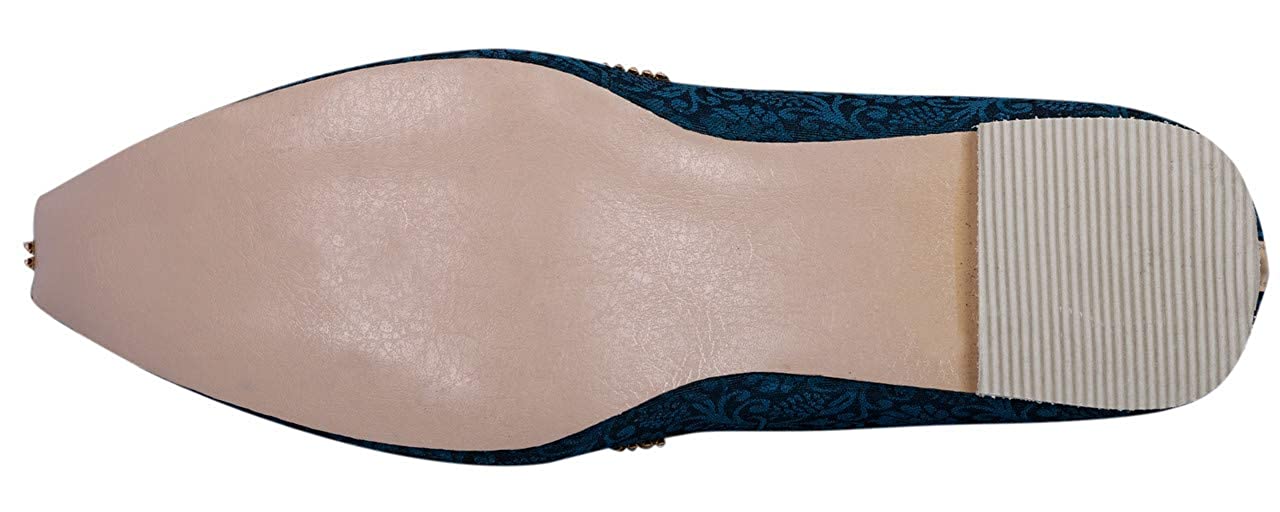 DEEUCO Men's Traditional Wedding and Sherwani Jutti/Mojari with Work(Blue)