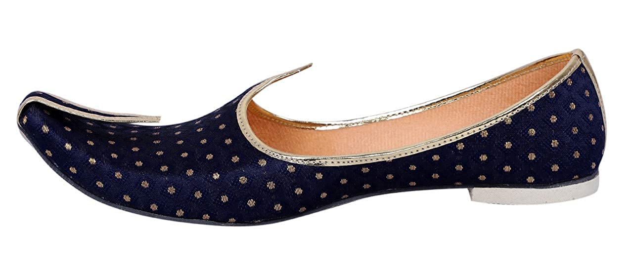 DEEUCO Men's Ethnic Juti/Mojari for Wedding and Party Occasions (Dark Blue)