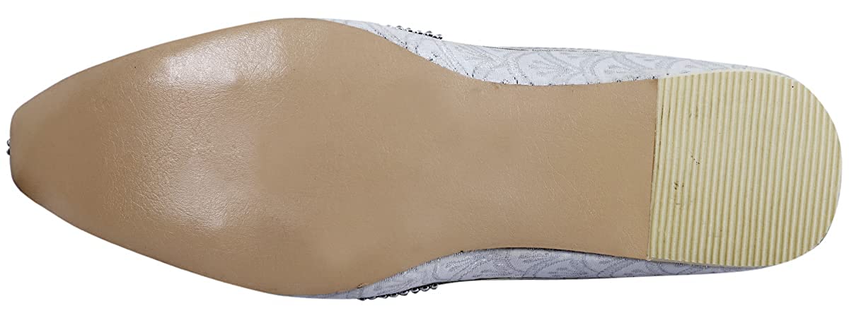 DEEUCO Men's Traditional Silver Wedding and Sherwani Jutti,Mojari