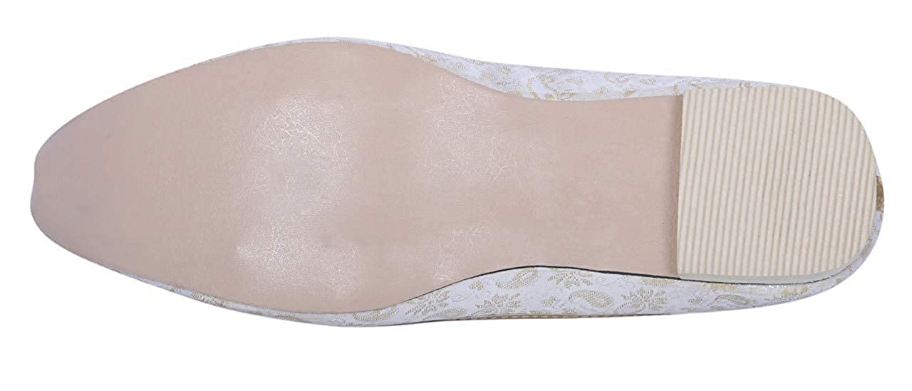 DEEUCO Men's Ethnic Wedding and Sherwani Jutti,Mojari(White)