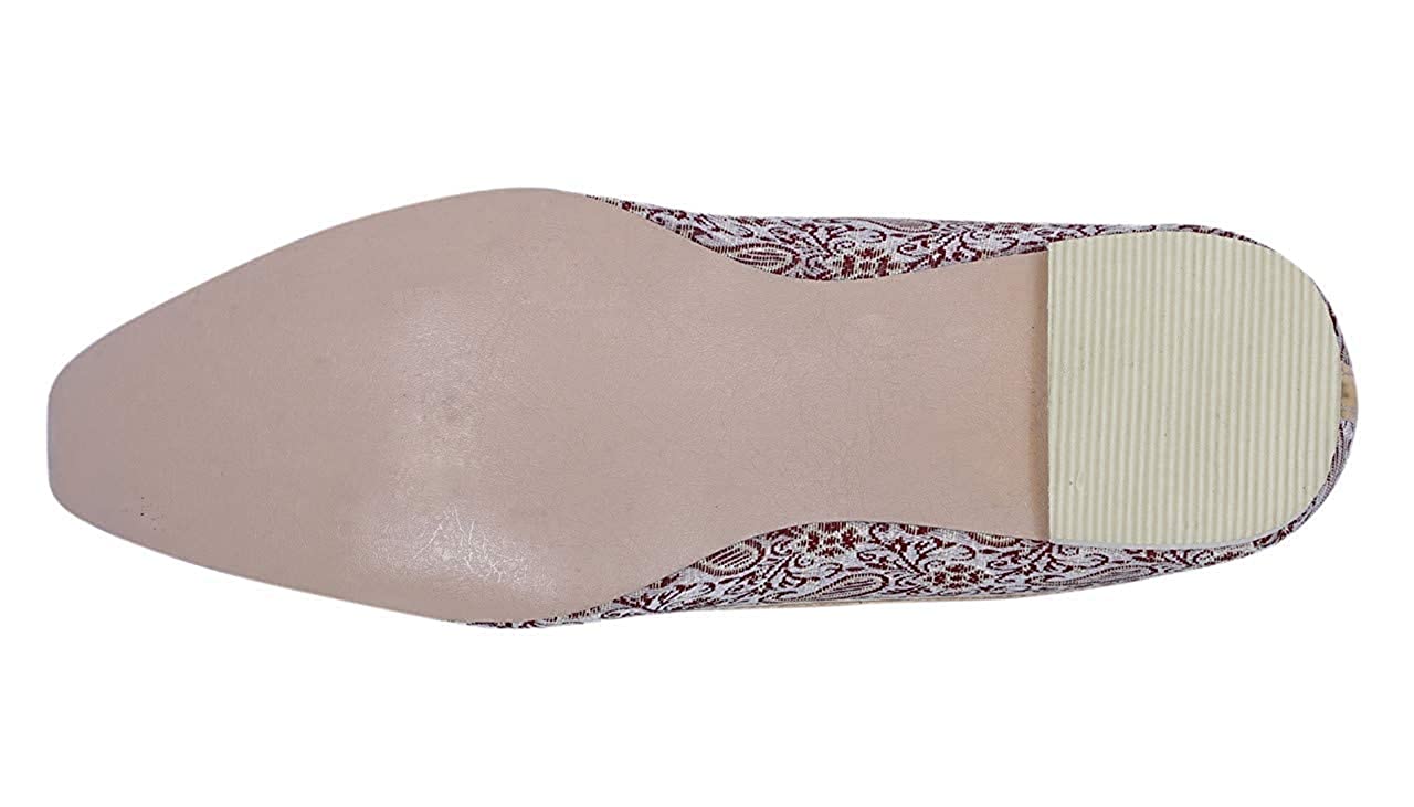 DEEUCO Men's White and Maroon Traditional Wedding and Party Jutti, Mojari