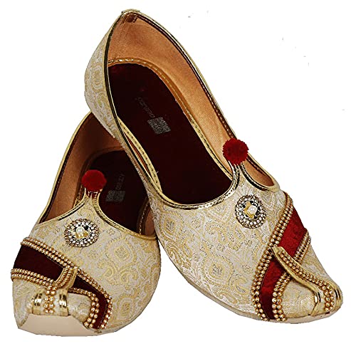 DEEUCO Men's Golden Premium Wedding and Sherwani Jutti, Mojari