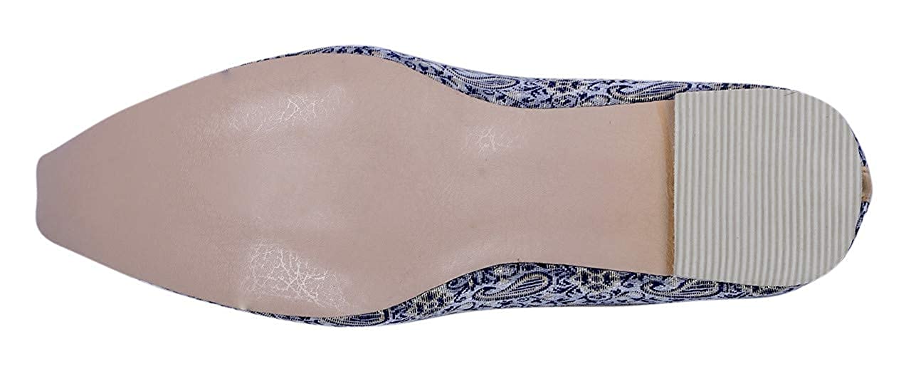 DEEUCO Men's Ethnic Juti, Mojari for Wedding and Party Occasions (Blue and Golden)