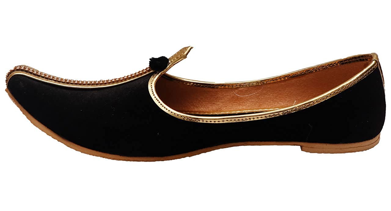 DEEUCO Men's Ethnic Black Wedding and Sherwani Jutti, Mojaris