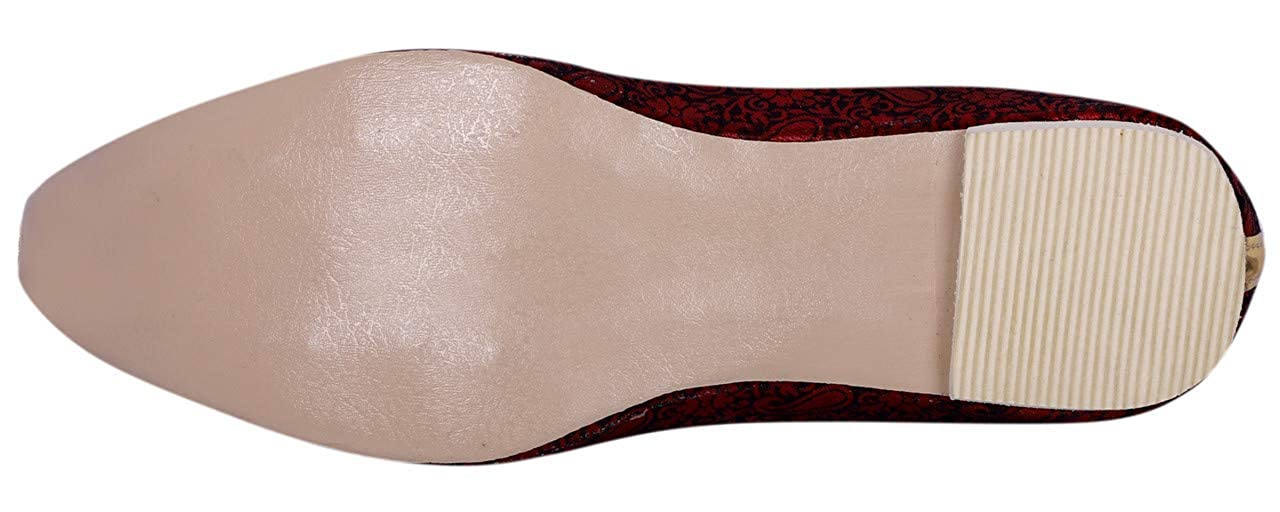 DEEUCO Men's Traditional Wedding and Sherwani Jutti/Mojari (Red)