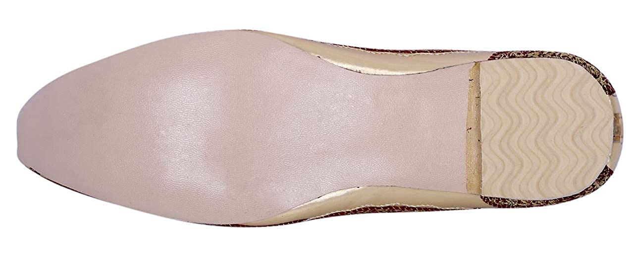 DEEUCO Men's Ethnic Juti/Mojari for Wedding and Party Occasions (Cream and Red)