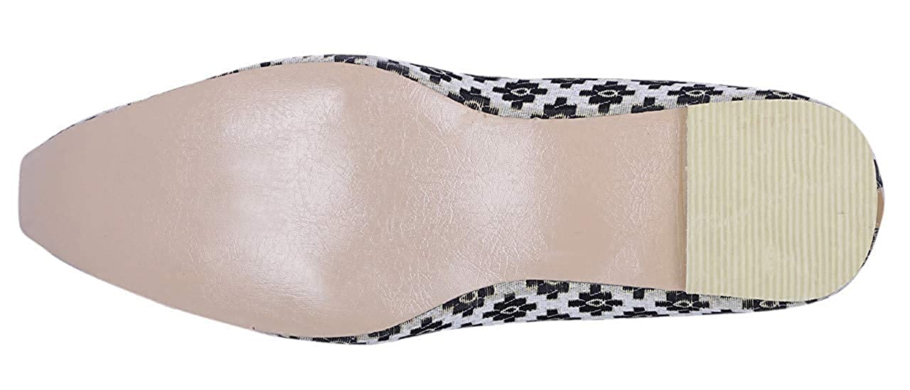 DEEUCO Men's Traditional Sherwani Mojari, Jutti for Wedding (Black and White)