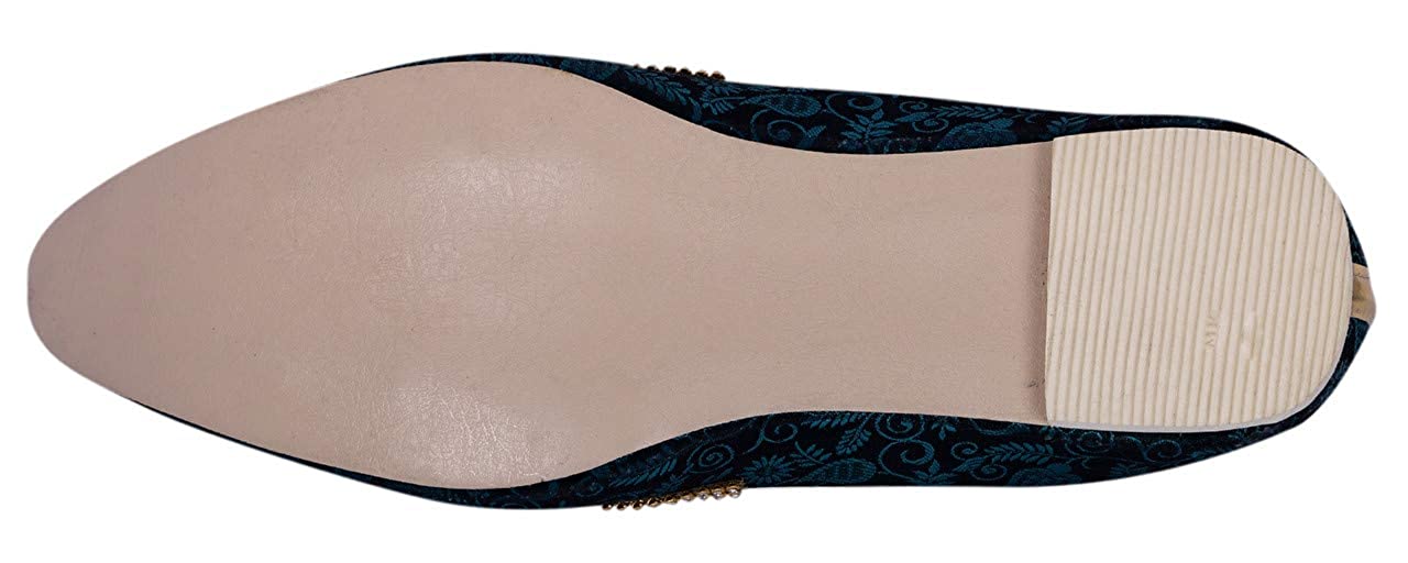 DEEUCO Men's Wedding and Sherwani Jutti/Mojari (Blue and Black)