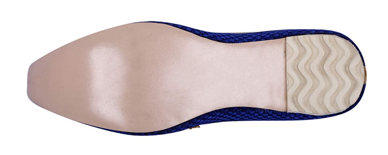 DEEUCO Men's Traditional Blue Wedding and Sherwani Jutti,Mojari