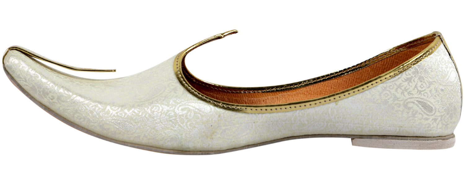 DEEUCO Men's Traditional Cream Wedding,Sherwani and Party Jutti,Mojari