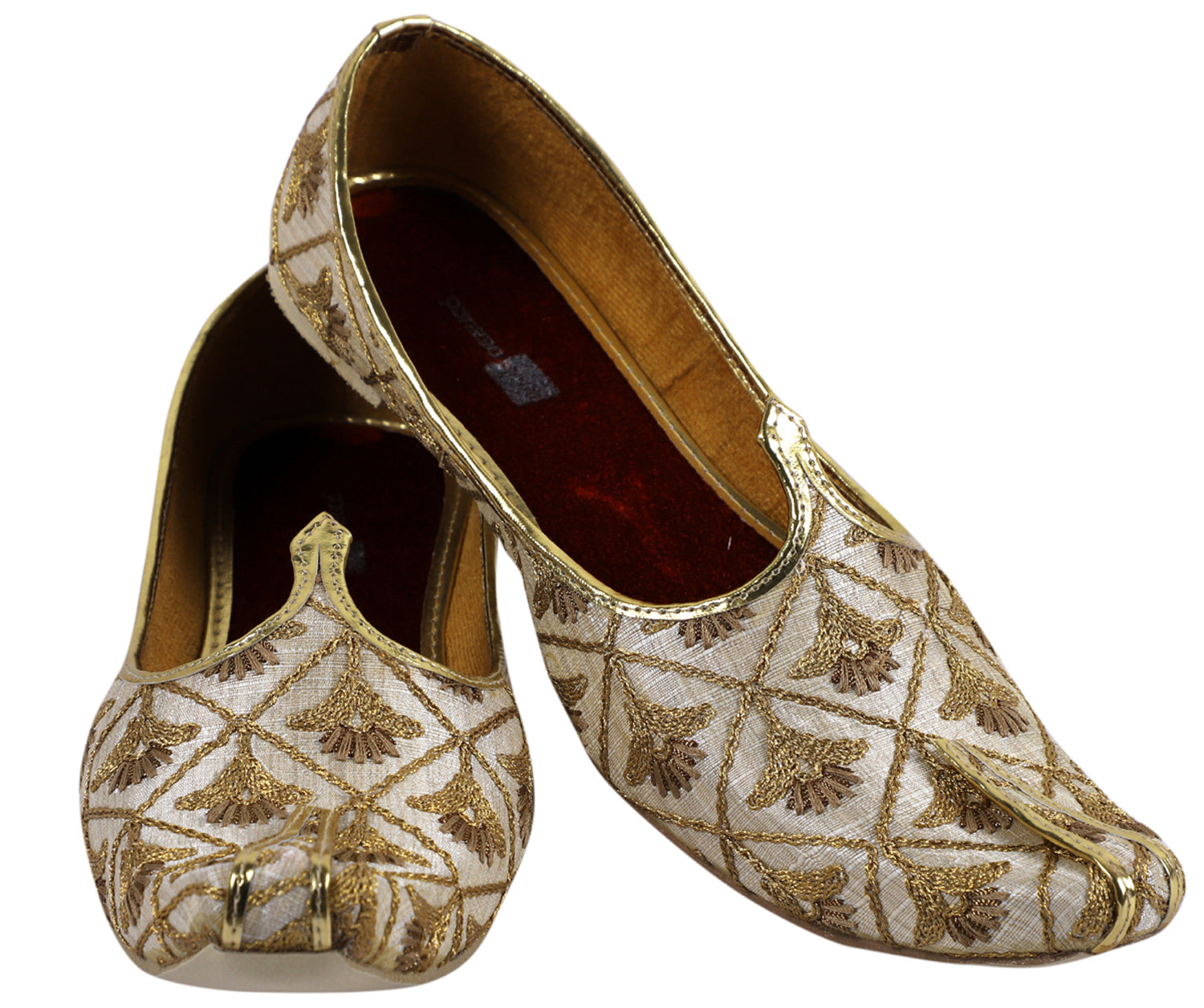 DEEUCO Men's Tradition Golden and Maroon Embroidery Design Wedding and Sherwani Jutti,Mojari