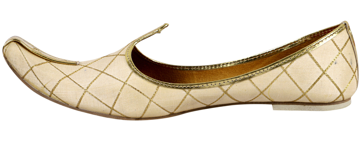 DEEUCO Men's Ethnic Cream Designer Wedding and Sherwani Jutti,Mojari