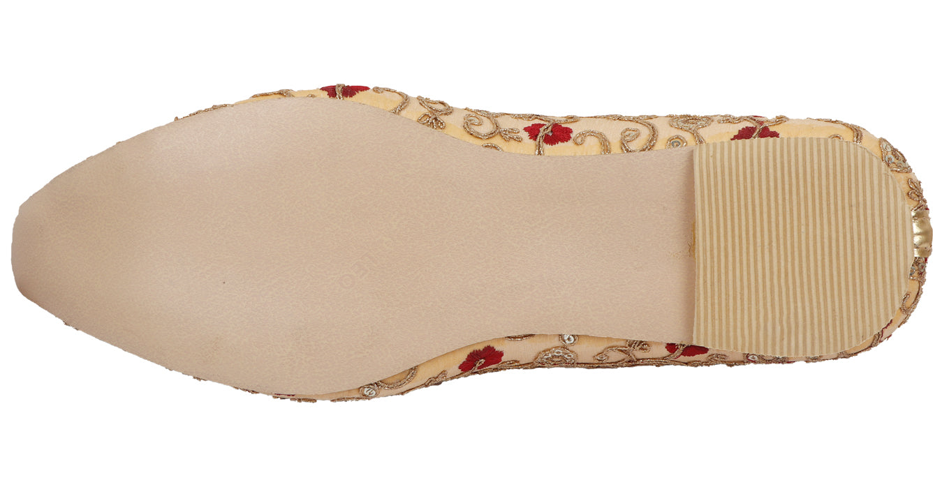 DEEUCO Men's Traditional Golden Embroidery Design Wedding and Sherwani Jutti,Mojari