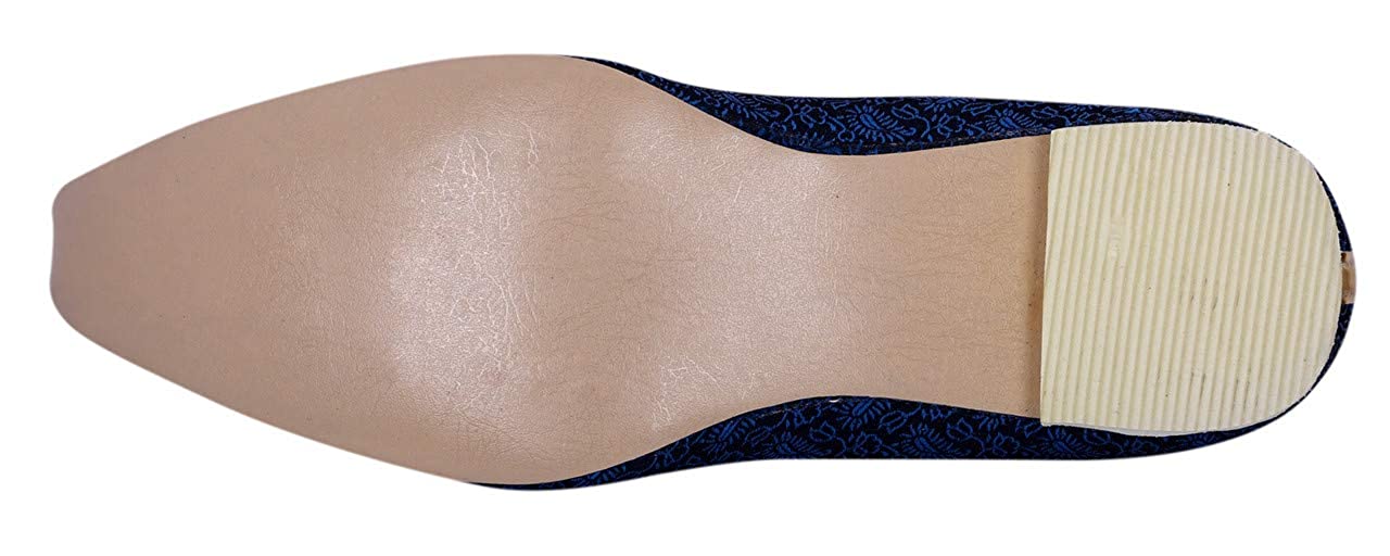 DEEUCO Men's Traditional Wedding and Sherwani Jutti/Mojari (Navy Blue)