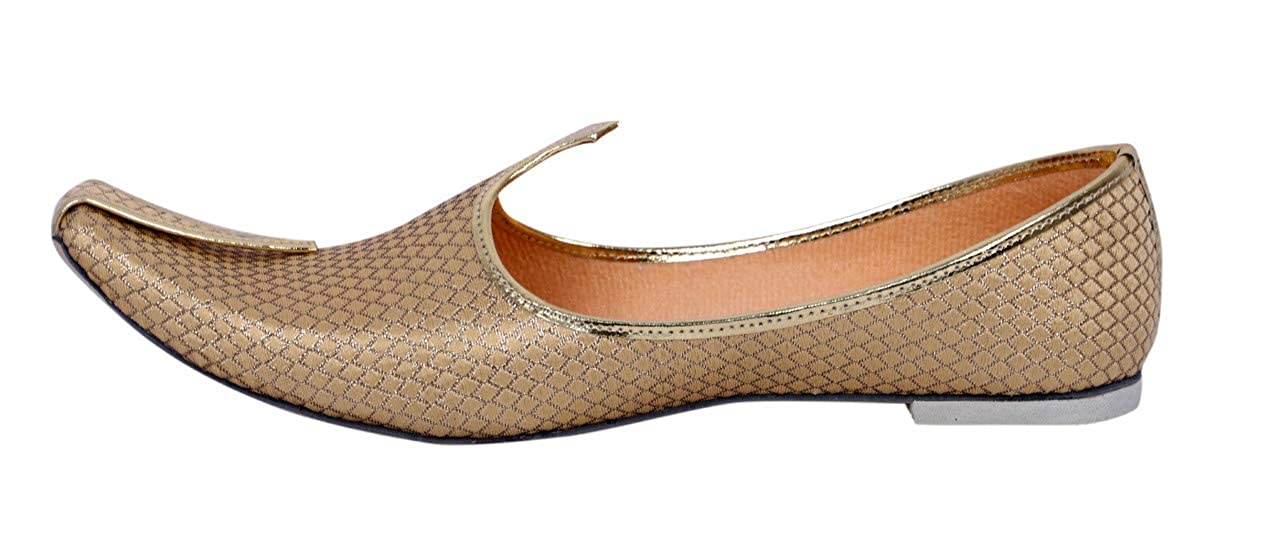 DEEUCO Men's Ethnic Juti, Mojari for Wedding and Party Occasions (Golden)