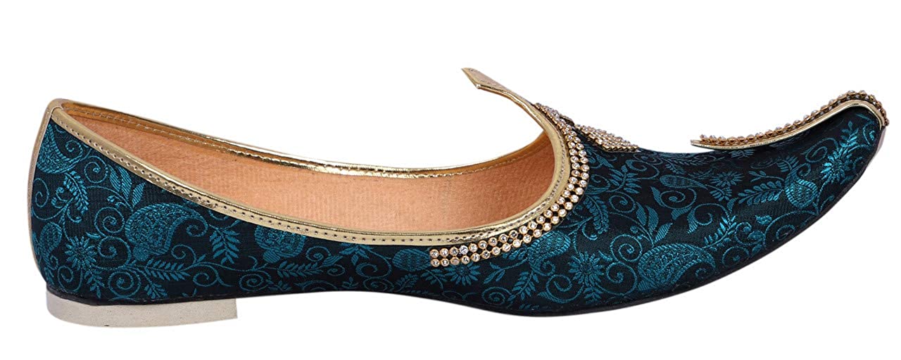 DEEUCO Men's Wedding and Sherwani Jutti/Mojari (Blue and Black)