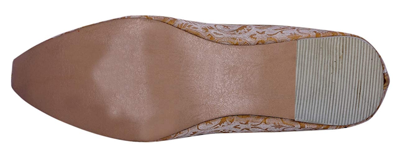 DEEUCO Men's Traditional Wedding and Sherwani Jutti/Mojari with Work (Cream and Golden)