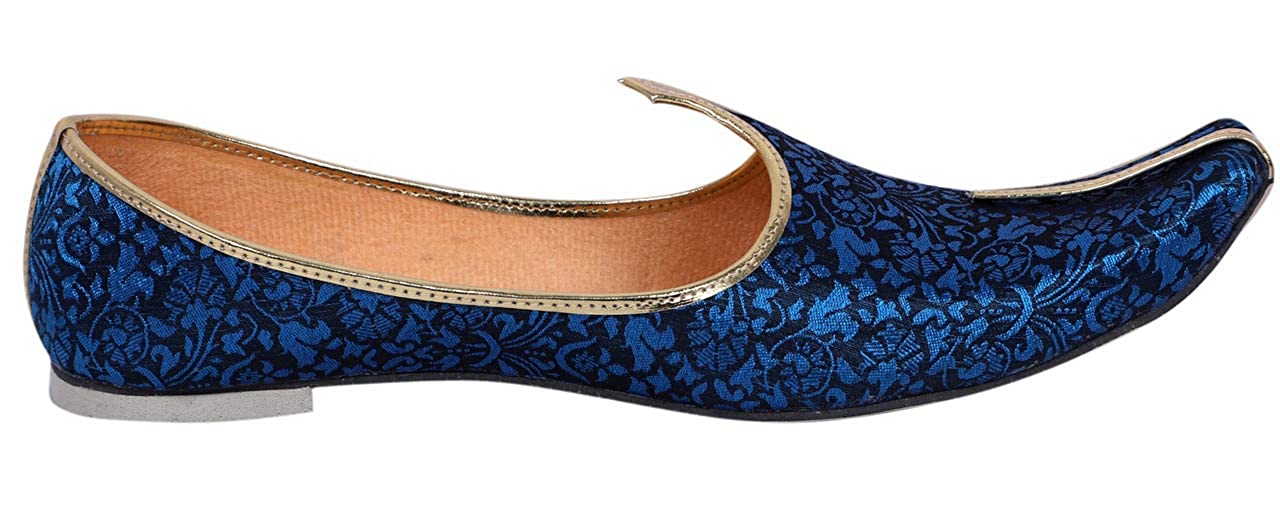 DEEUCO Men's Traditional Wedding and Sherwani Jutti/Mojari (Blue)