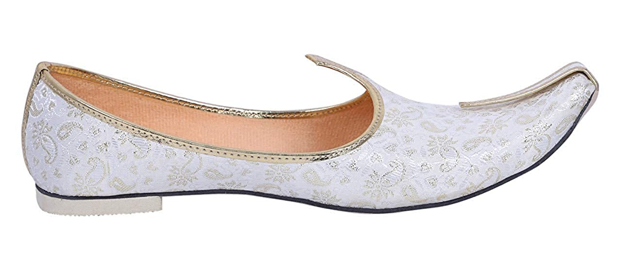 DEEUCO Men's Ethnic Wedding and Sherwani Jutti,Mojari(White)