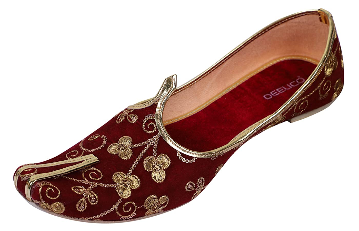DEEUCO Men's Traditional Premium Maroon Embroider Wedding and Sherwani Jutti,Mojari