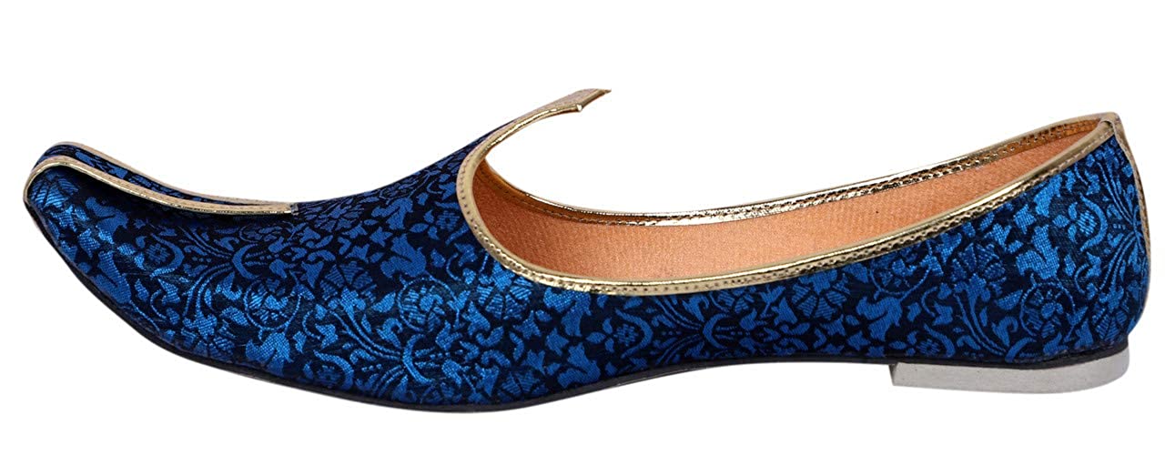 DEEUCO Men's Traditional Wedding and Sherwani Jutti/Mojari (Blue)