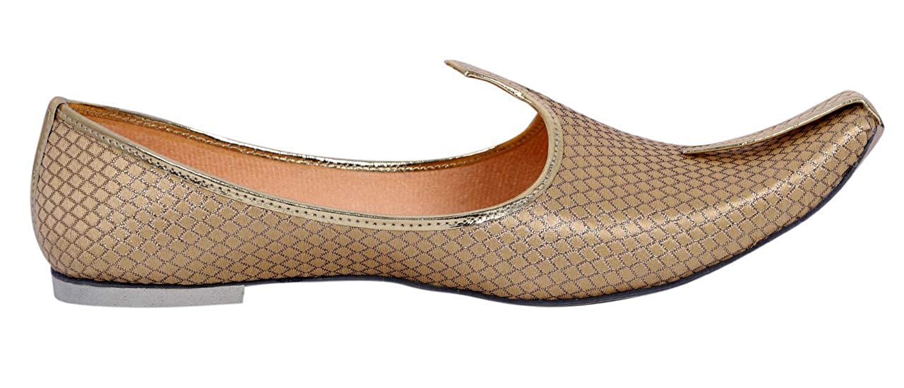 DEEUCO Men's Ethnic Juti, Mojari for Wedding and Party Occasions (Golden)