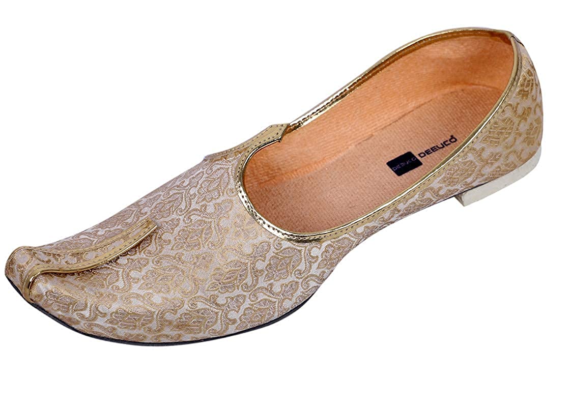 DEEUCO Men's Ethnic Juti/Mojari for Wedding and Party Occasions (Cream)