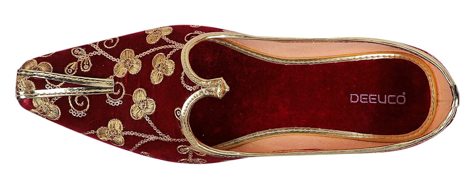 DEEUCO Men's Traditional Premium Maroon Embroider Wedding and Sherwani Jutti,Mojari