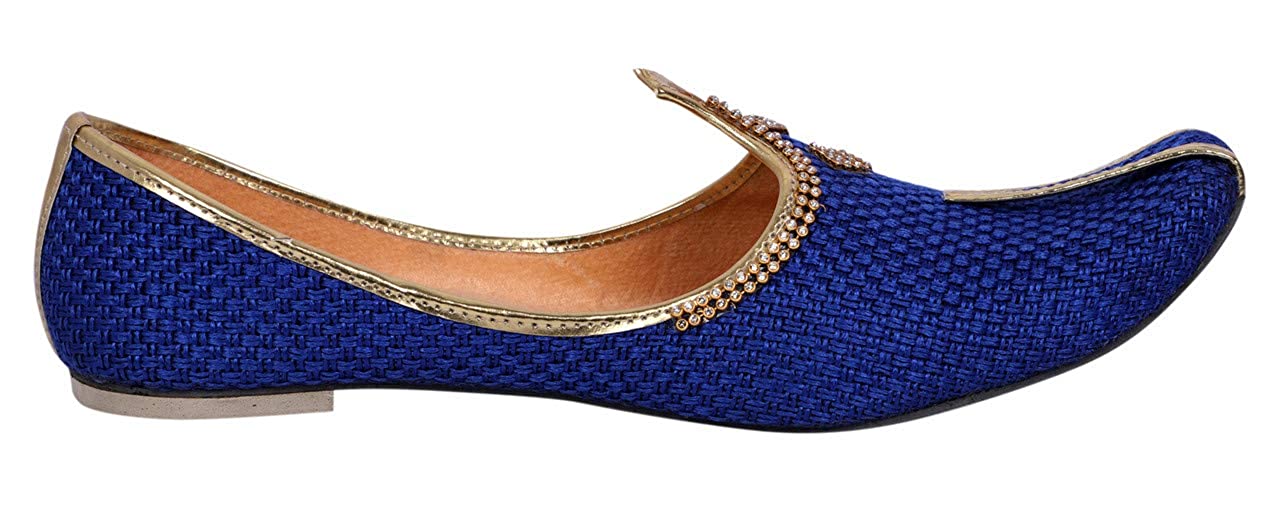 DEEUCO Men's Traditional Blue Wedding and Sherwani Jutti,Mojari