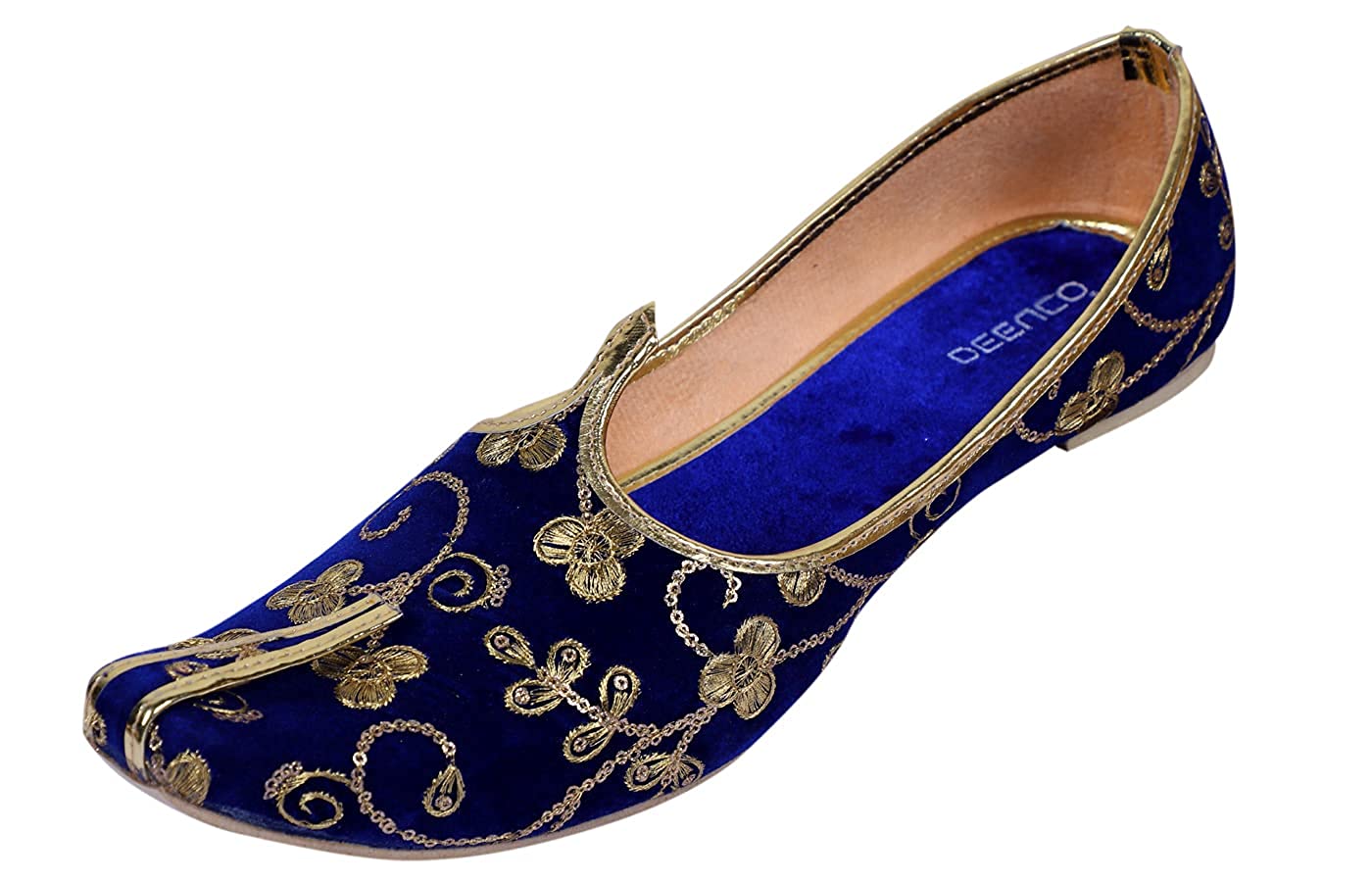 DEEUCO Men's Traditional Royal blue Premium Embroider Wedding and Sherwani Jutti,Mojari