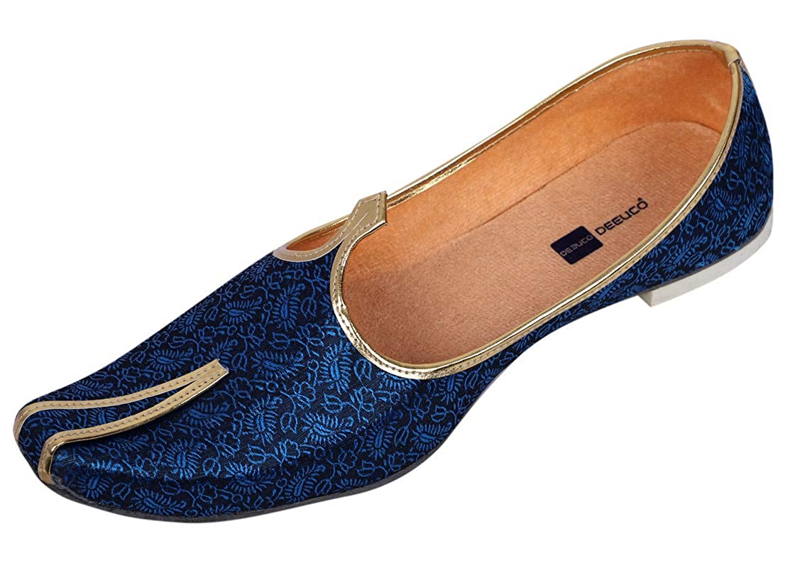 DEEUCO Men's Traditional Wedding and Sherwani Jutti/Mojari (Navy Blue)